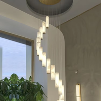 Lustre LED en albâtre doré tout en cuivre simple nordique, design moderne, hôtel, villa, escalier, lampes décoratives