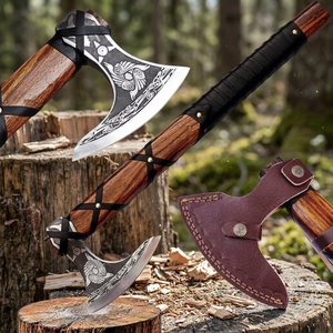 Custom Hand Forged High Carbon Steel Tomahawks <b>Axe</b> Head Battle Ready Decorative Leather Sheath Wood <b>Handle</b> Engraved Industrial - Product Image 3