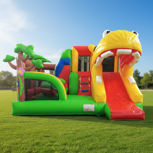 WINSUN Château gonflable semi-fermé personnalisé en PVC écologique de haute qualité, thème hippopotame, avec toboggan - Product Image 1