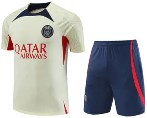 Custom Genummerd Hoge Kwaliteit Voetbal Club T-Shirt Set Voetbal Korte Mouw Trainingspak Parijs Voetbal Trainingsuitrusting