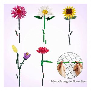 Set de 568 Bloques de Construcción de Plástico ABS para Armar un Jarrón de Flores Suculentas, Modelo de Ramo de Orquídeas Artificiales para Decoración de Escritorio - Product Image 5