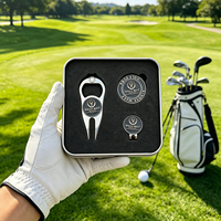 Fabricant OEM : Coffret cadeau de golf élégant, marqueur de balle plaqué or rose, outil de réparation de divots de golf, jetons de poker européens