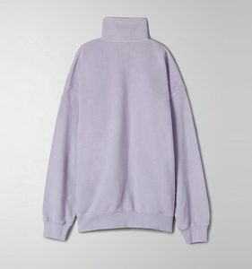 Unisex 1/4 Zip Pullover with Crew Neck Sweatshirt Women 80%cotton 20%polyester Hoodies Purple Oversized Pullover <strong>Jumper</strong> - Product Image 6