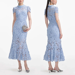 Elegant Muted Blue Dress - Maxi with Tie Strap Details