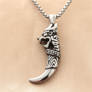 yunnique Stainless Steel Lion Fang Pendant Men's Necklace Retro <b>Punk</b> Style Animal Shape Fashion Jewelry 19051 - Product Image 1