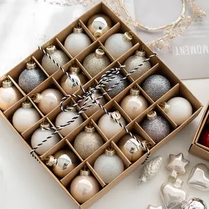 Vente chaude 25 pièces ornements ensemble 30-50mm boule de verre incassable pour les décorations d'arbre de Noël