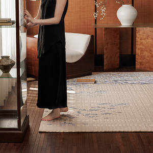 Alfombra de alta calidad de Arte Moderno Oriental Floral para sala de estar, alfombra azul NZ de lana, alfombra de seda de bambú con mechones a mano para decoración del hogar - Product Image 3