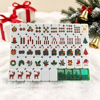 Ensemble de Mahjong américain avec sable liquide vert scintillant de Noël, tuiles de Mahjong à sable liquide, cadeau de Noël haut de gamme pour les amateurs de Mahjong