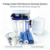Système de filtration d'eau RO sous évier, purificateur à osmose inverse 5 étapes avec pompe et réservoir, garantie 1 an, usage domestique et cuisine