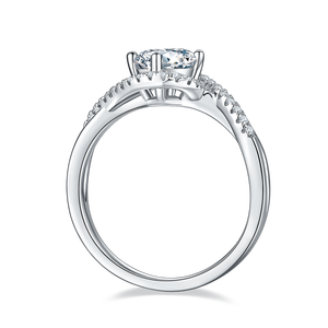 Cincin Perak Sterling Berlian Laboratorium 0.5ct 1ct 2ct Bersertifikat IGI CVD HPHT Berlian Bulat Cincin Tunangan untuk Wanita - Product Image 2