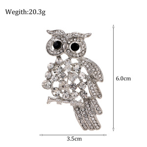 DR208 Venta caliente moda búho broche lleno de lindo <span class=keywords><strong>animal</strong></span> broche Pin diamantes fabricante al por mayor accesorios populares - Product Image 2