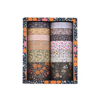 Ensemble de 12 rouleaux de ruban adhésif washi floral pour scrapbooking, fournitures scolaires, ruban adhésif de masquage, jolis travaux manuels, journal, ensemble d'autocollants décoratifs