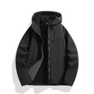 Men Waterproof Fleece Lined Softshell Windbreaker Jacket Outdoor Hiking Wear Full Sleeve Natural Waist - Product Image 3