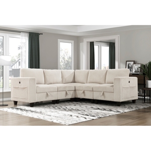 Modern Living Room Furniture Beige Armless <b>Chair</b> <b>with</b> <b>Storage</b> Corduroy Fabric Upholstery 1pc Modular Armless <b>Chair</b> - Product Image 6