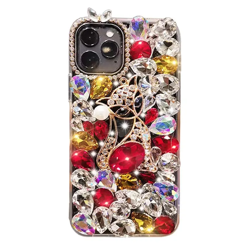 Coque de téléphone Bling Design de luxe pour femmes, pour iPhone 12 13 14 14 ProMax, couverture arrière en strass pour iPhone 11