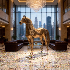 Escultura de <span class=keywords><strong>Caballo</strong></span> de Latón Realista de Lujo Moderno - Forjada a Mano y Pulida a Espejo, Personalizable para Decoración de Interiores de Alta Gama - Product Image 5