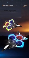 Avion de chasse RC 4 canaux 2,4 GHz avec lumières LED et caméra FPV Wi-Fi pour l'entraînement des débutants