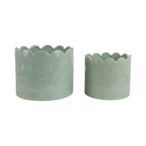 Macetas de cerámica para plantas de interior y exterior, suculentas, hierbas, orquídeas, decorativas, estilo Art Déco, juego de dos. - Product Image 1