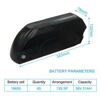 Reention Tigershark 18650 cellules 36V 48V 15Ah 17.5Ah 21Ah batterie au lithium pour vélo électrique Fatbike batterie Akku de remplacement