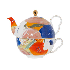 Juego de Té de Porcelana Fina - Tetera con Diseño Floral en Acuarela y Taza con Plato - Product Image 5