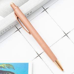 Stylo bille métallique or rose promotionnel avec logo personnalisé, pointe de 1,0 mm, idéal pour la papeterie et les cadeaux sur le thème du sport - Product Image 1