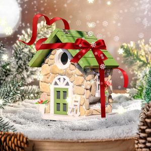 Nueva resina creativa artesanía decorativa casas <span class=keywords><strong>de</strong></span> piedra casas <span class=keywords><strong>de</strong></span> pájaros casas <span class=keywords><strong>de</strong></span> piedra hogar patios perchas <span class=keywords><strong>de</strong></span> árboles al aire libre - Product Image 2