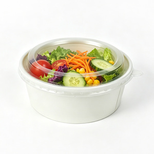 White Round Paper Bowl with Lid Food Grade Disposable Salad Soup <b>Container</b> 750ml Eco-Friendly <b>Takeaway</b> Bowl - Product Image 4