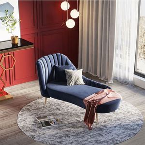 Kain Beludru Biru Emas Kursi Tinggi Kembali <span class=keywords><strong>Chaise</strong></span> <span class=keywords><strong>Lounge</strong></span> Tunggal Sofa Kursi Sudut Sofa Ruang Tamu untuk Rumah - Product Image 4