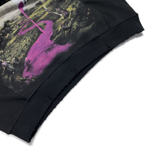 Sudadera con capucha de estilo urbano de gran tamaño, personalizada al por mayor, OEM ODM, con estampado de río morado y texto en las mangas para hombre - Product Image 4