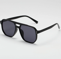 Nouvelle Tendance Lunettes de Soleil Oversize Rétro à Double Pont Rayures Noires et Blanches Élégantes pour Femme Monture Carrée en PC
