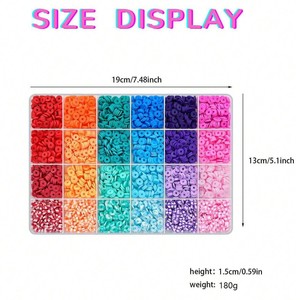 Polymer <b>Clay</b> Beads Set 6mm 48 Colors 6500 Pieces DIY Bracelet Jewelry Making <b>Kit</b> With Clasps and Charms - Product Image 2
