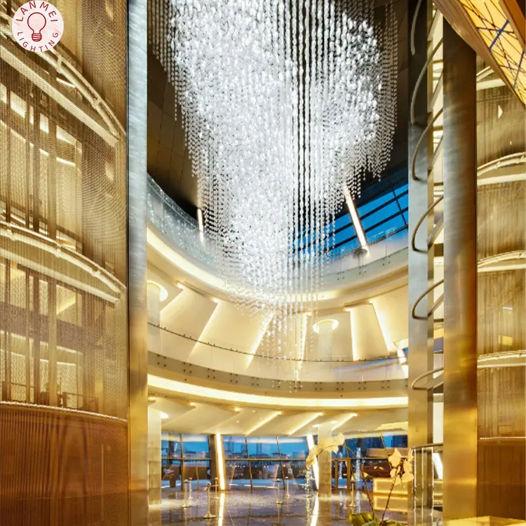 Balo salonu otel lobisinde özel lüks cam LED avize için ısmarlama dekorasyon ışıklandırma