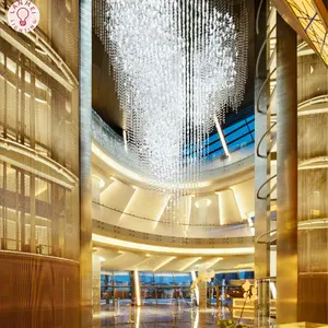 Iluminación de decoración a medida para salón de baile, Vestíbulo de Hotel, candelabro LED de cristal de lujo personalizado