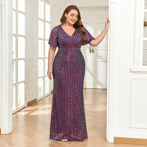 Moda femminile scollo profondo manica a farfalla Glitter Party <span class=keywords><strong>Prom</strong></span> Dress Plus Size abiti da sera - Product Image 1