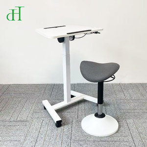 Bureau debout mobile pneumatique réglable en hauteur pour le bureau à domicile, <span class=keywords><strong>table</strong></span> inclinable pour ordinateur portable avec roulettes - Product Image 5