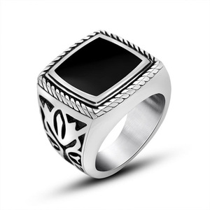Bold Retro Epoxy Resin <b>Ring</b> Geometric Asymmetry <b>Titanium</b> Steel SA905 Men's Fashion Jewelry Gift - Product Image 5