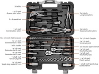 Juego de Herramientas Manuales Mecánicas Universales de 65 Piezas, Kit de Herramientas para Reparaciones y Mejoras del Hogar con Estuche