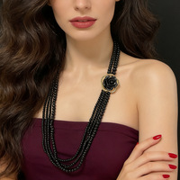 Collier long multi-rangs en fausses perles, luxe, camélia incrusté de diamants, collier ras du cou vintage, accessoires de tenue de mariage pour femmes