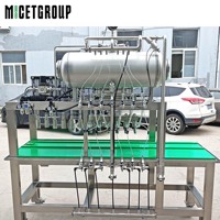 Machine de remplissage semi-automatique MICET pour bouteilles en verre avec bouchons couronne, 6 stations de remplissage et 6 stations de capsulage avec réservoir de stockage, à vendre