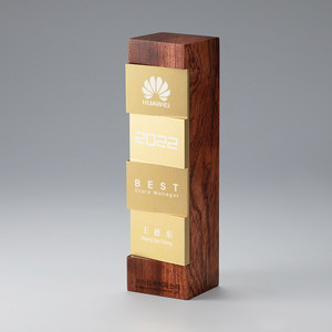 Trofeo Personalizzato in Legno e Oro per Competizioni e Riconoscimenti, Premio per Dipendenti Eccezionali - Product Image 1