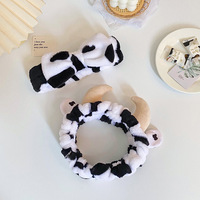 Jiamu Coréen Ins Style 3D Vache Cheveux Sangle Super Doux Mignon Blanc et Noir Corne Maquillage Bandeau Femmes En Peluche Cheveux Accessoires
