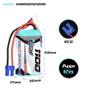 Gaoneng gnb DR-1ซีรีส์1100mAh 2S 7.4V EC2 150C RC LiPo แบตเตอรี่ RC 1/18 1/24รถ Eco รถ losi Mini T รถ JRX2 MINI - Product Image 3