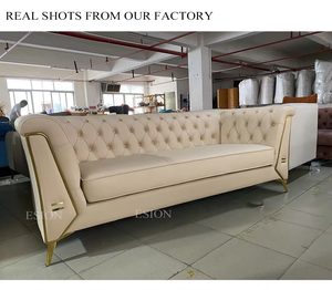 Sofás de Cuero Blanco <span class=keywords><strong>Italiano</strong></span> de Último Diseño de Foshan, Muebles de Lujo, Chaise Longue, Juego de Sofás de Cuero Modernos para Sala de Estar - Product Image 6