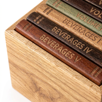 Ensemble de 5 sous-verres vintage en bois style livre avec support pour boissons, décoration de bar à domicile et de cuisine