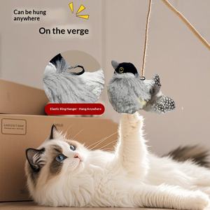 Kediler ve Köpekler İç<span class=keywords><strong>in</strong></span> Çevre Dostu Polyester Çiğneme Oyuncağı - Sıkıntı Giderici Diş Temizleyici Kendinden Sesli Sallanan Kuş Simülasyonu Peluş Serçe - Product Image 4