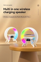 Nieuwe Beste Cadeau Hot Selling 3in1 Opvouwbare Mobiele Telefoon Draadloze Oplader Wekker Bt Speaker Met Kleurrijk Licht