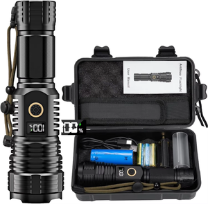 Lampe torche LED rechargeable Antiruo 1000+ Lumens en alliage d'aluminium, recharge USB, faisceau réglable, lampe tactique de camping - Product Image 1