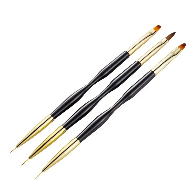 Acrylic French Stripe Nail Art Liner Brush Set Dual Ended Ultra-thin Line Drawing Pen 3D Tips Manicure Tools UV Gel Brushes