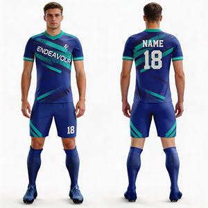 Uniformes de Fútbol Personalizados al por Mayor con Rayas, Diseño Gratuito, Camiseta de Fútbol Transpirable de Secado Rápido para Hombre - Product Image 1