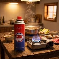Barbecue portable multifonctionnel à gaz butane en métal pour camping extérieur, avec charbon de bambou, coupe-vent et réglable, facile à utiliser